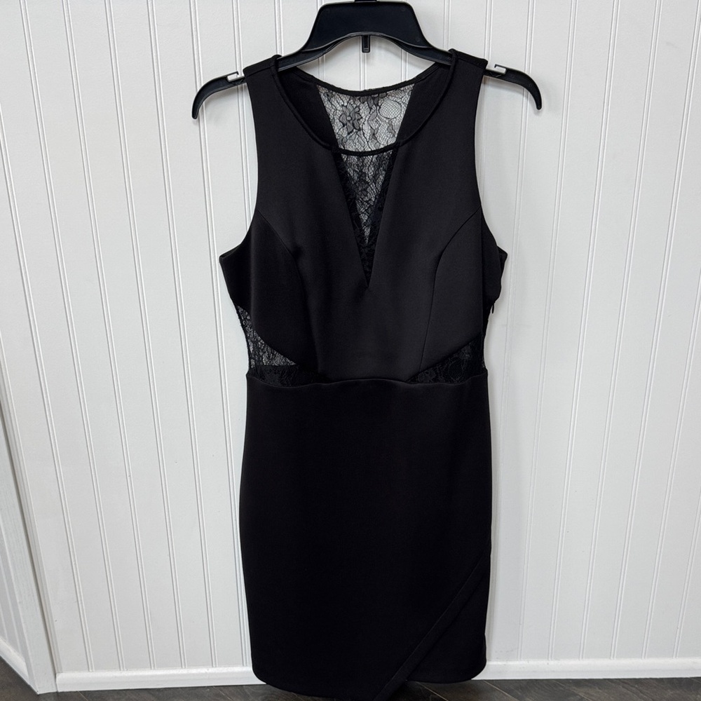 Guess Black Lace-Inset Sleeveless Mini Dress